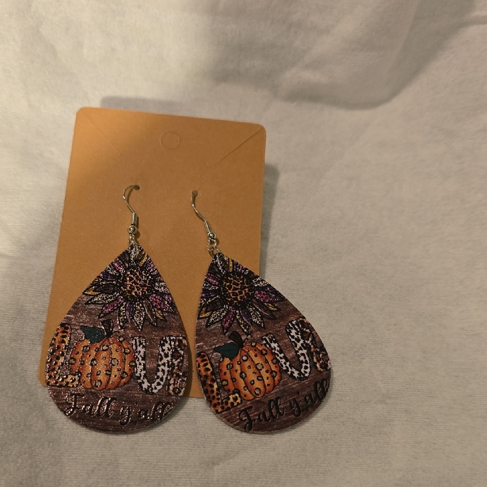 Autumn Pumpkin Teardrop Earrings
